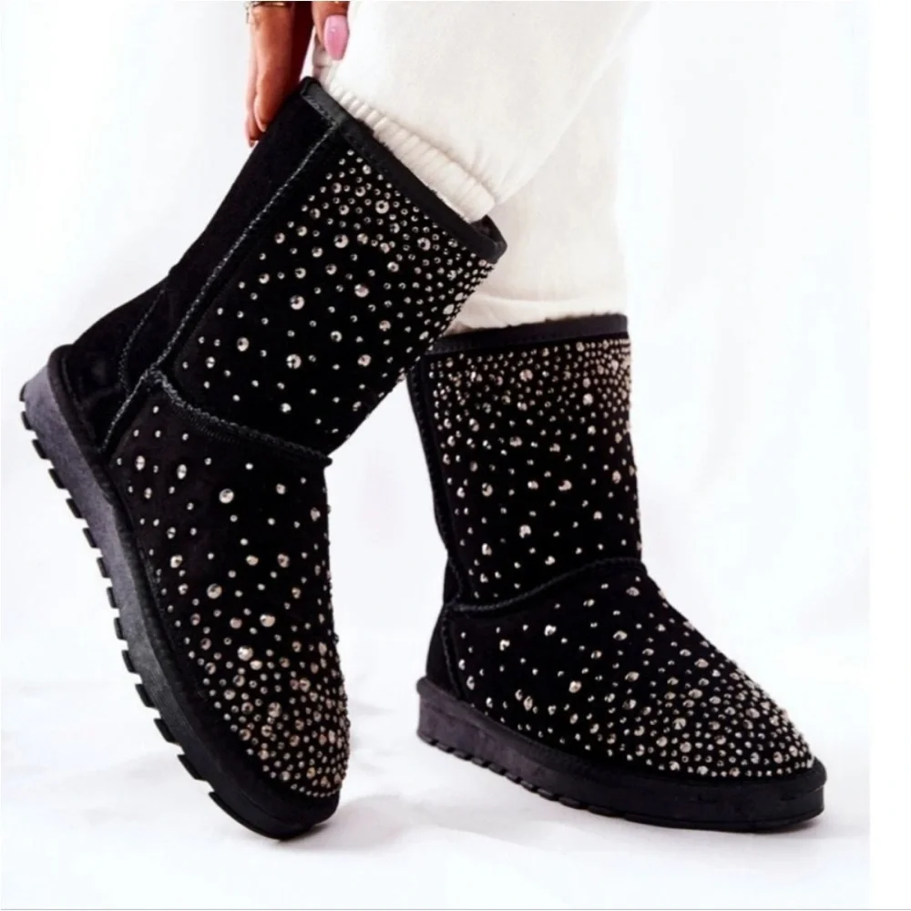 Black Studded Fleece lined Boots